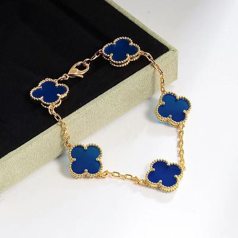 Van Cleef-Inspired Blue Quatrefoil Bracelet