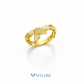 Geometric Enamel Gold Ring
