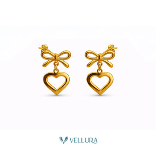 Bow Heart Drop Earrings