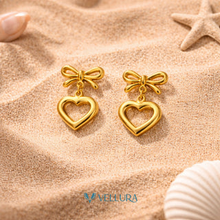 Bow Heart Drop Earrings