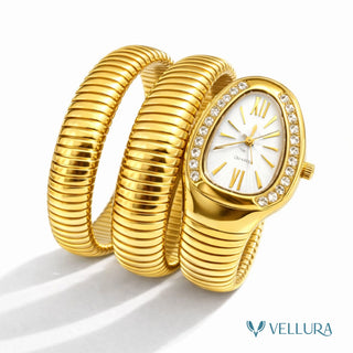 Gold White Serpent Watch-Studded