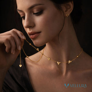 Heart Charm Necklace & Earrings Set