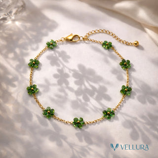 Green Floral Charm Bracelet