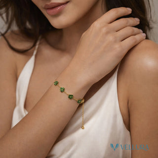 Green Floral Charm Bracelet