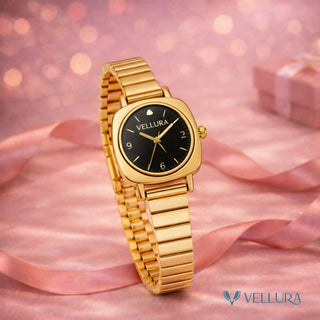 Gold Black Dial Bracelet Watch