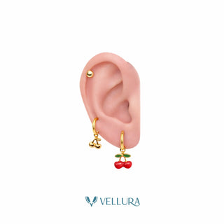 Cherry Earring Combo Set with Studs & Hoop Charms