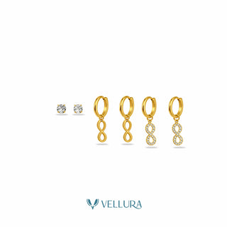 Infinity Earring Combo Set with Studs & Hoop Charms