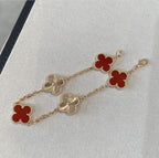 Van Cleef-Inspired Red and Gold Quatrefoil Bracelet