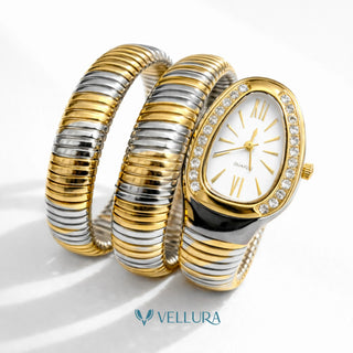 Dual-Tone Serpent Wrap Watch