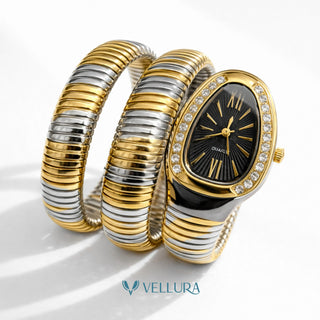 Dual-Tone Serpent Wrap Watch