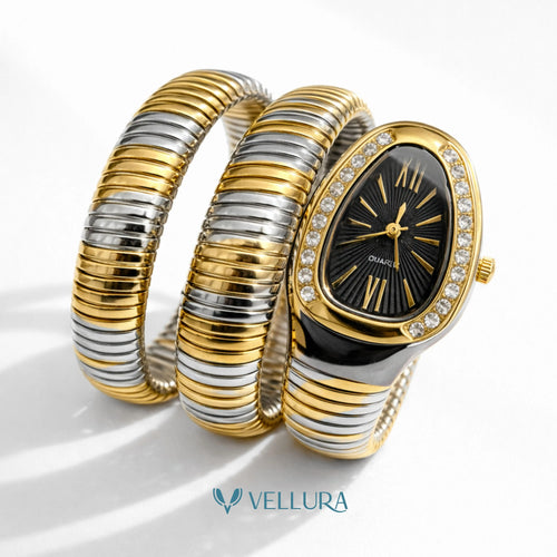 Dual-Tone Serpent Wrap Watch