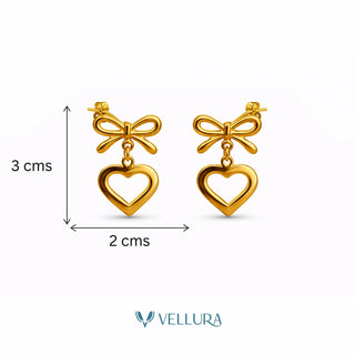 Bow Heart Drop Earrings