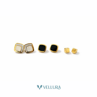 Gold Stud Earrings Combo Set