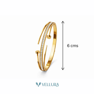 Cartier-Inspired Gold Nail Bracelet with Crystal Line