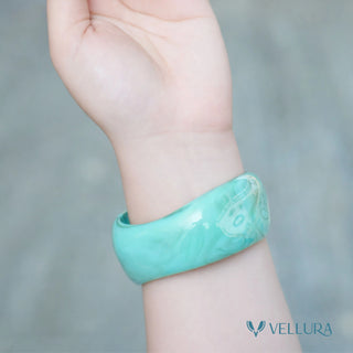 Mint Green Marble Resin Bangle Set for Women