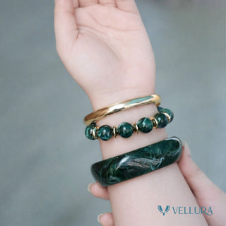 Green Marble Resin Bangle Set for Women