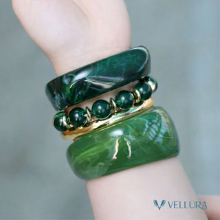 Green Marble Resin Bangle Set for Women
