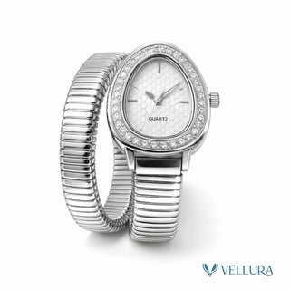 Bvlgari Inspired -Silver Snake Wrap Watch