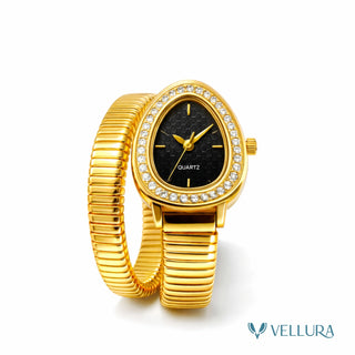 Bvlgari Inspired -Black Gold Snake Wrap Watch