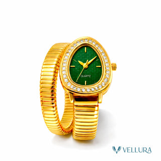 Bvlgari Inspired-Green Gold Snake Wrap Watch