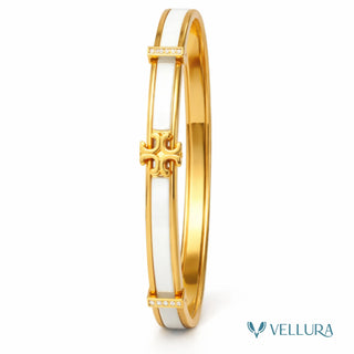 Tory Insipred-Gold White Enamel Bracelet