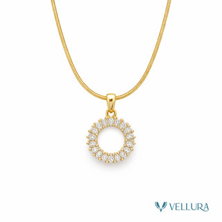 Gold Crystal Circle Pendant Necklace