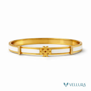 Tory Insipred-Gold White Enamel Bracelet