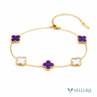 Van Cleef-Inspired Purple-white Quatrefoil Bracelet