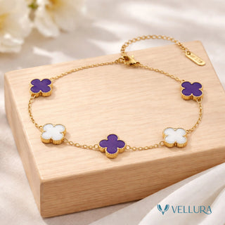 Van Cleef-Inspired Purple-white Quatrefoil Bracelet