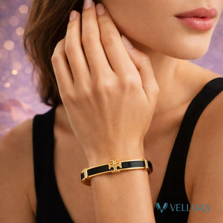 Tory Inspired-Black Enamel Bracelet