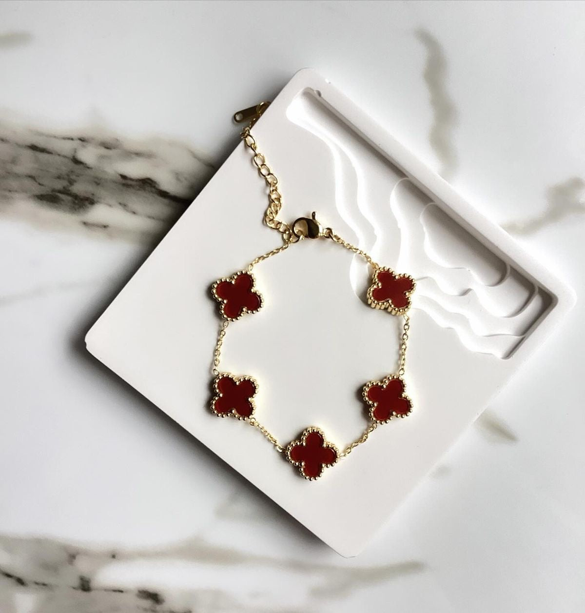 Van Cleef-Inspired Red Quatrefoil Bracelet