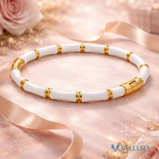 White Beaded Bamboo Bracelet