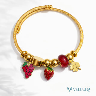 Gold Fruit Charm Bracelet