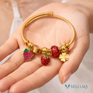 Gold Fruit Charm Bracelet