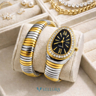 Dual Tone Black Serpent Watch-Deep Black