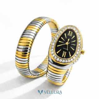 Dual Tone Black Serpent Watch-Deep Black