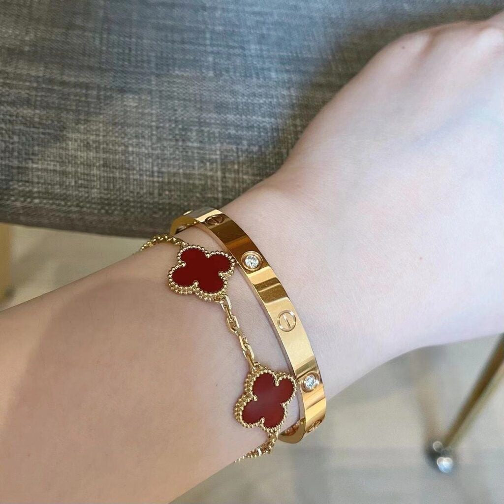 Van Cleef-Inspired Red Quatrefoil Bracelet