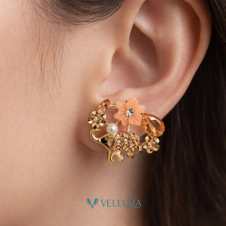 Gold Elephant Stud Earrings