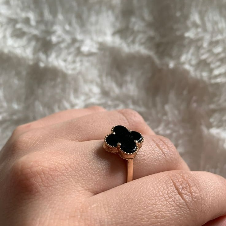 Van Cleef Inspired Clover Black Ring