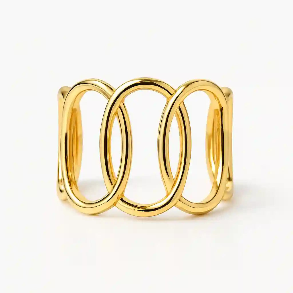 Gold Plated Open Link Ring - Vellura Jewellery  Rings