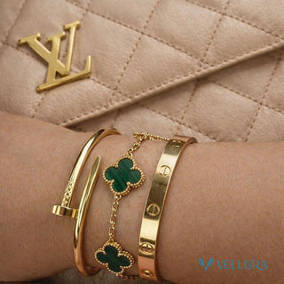 Gold Bracelet Combo Set with Clover Bracelet
