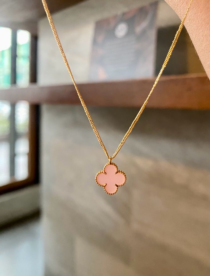 Elegant Pink Van Cleef Pendant Set with Earrings & Bracelet