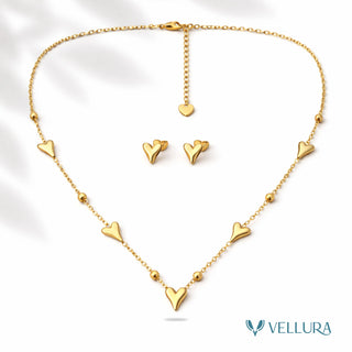 Heart Charm Necklace & Earrings Set