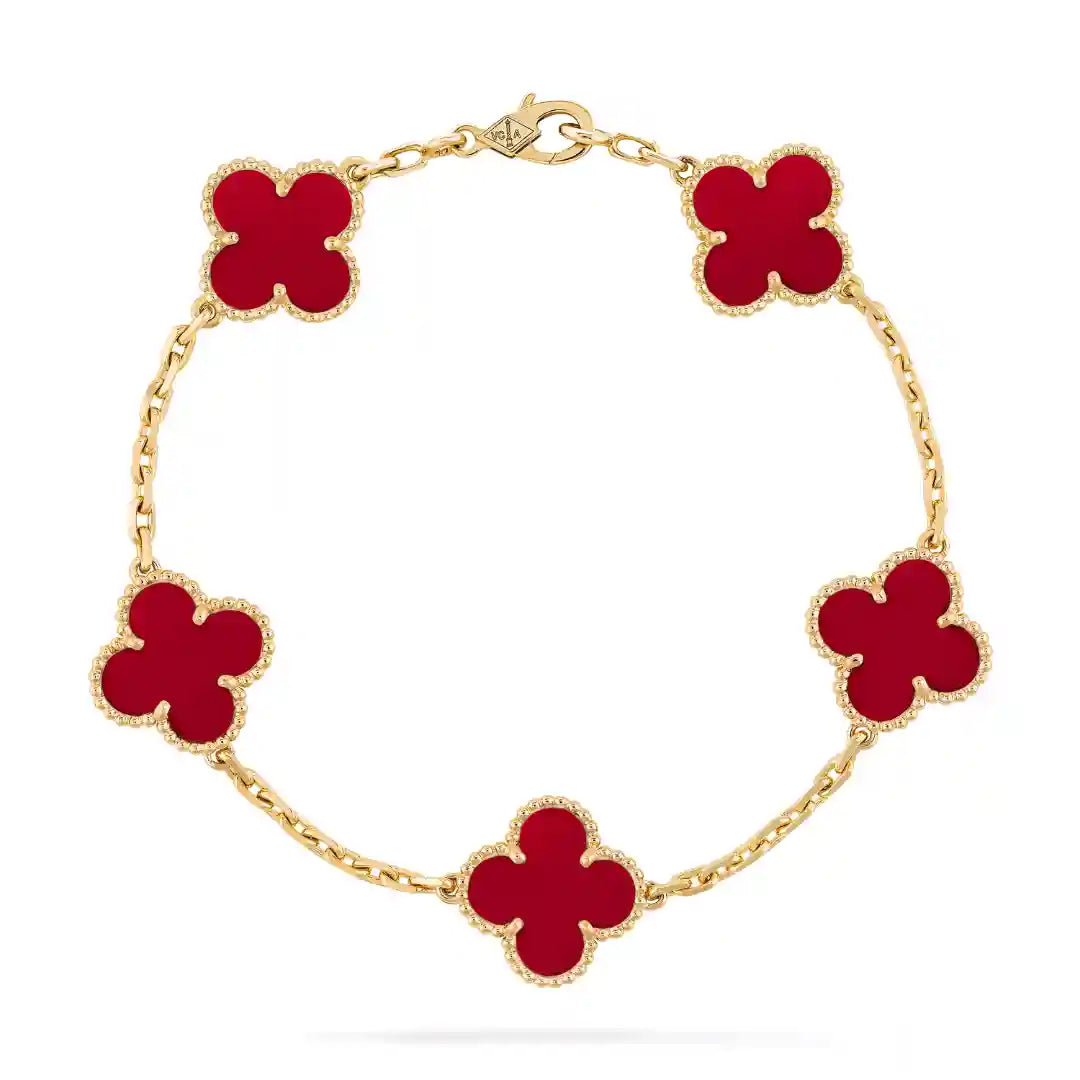 Van Cleef-Inspired Red Quatrefoil Bracelet Vellura Jewellery