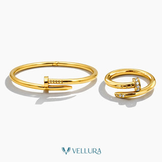 Studded Nail Ring & Bracelet Set