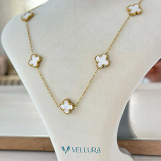 5 MOTIF'S VAN CLEEF INSPIRED White  NECKLACE-ADJUSTABLE