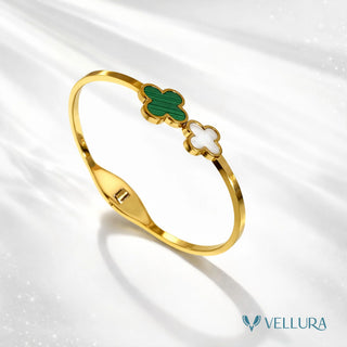 Green & White Clover Gold Bracelet