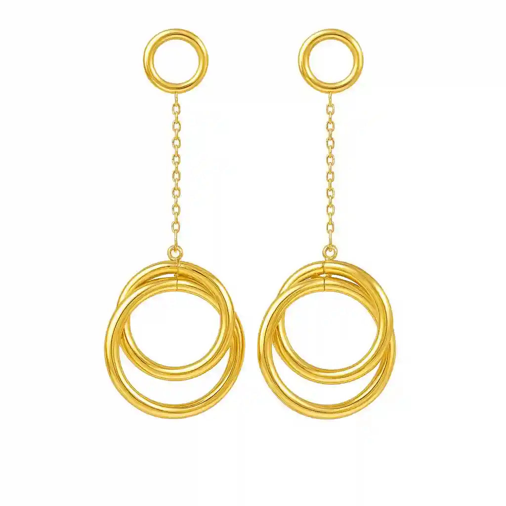 Hoop Gold Dangle Earrings Vellura Jewellery