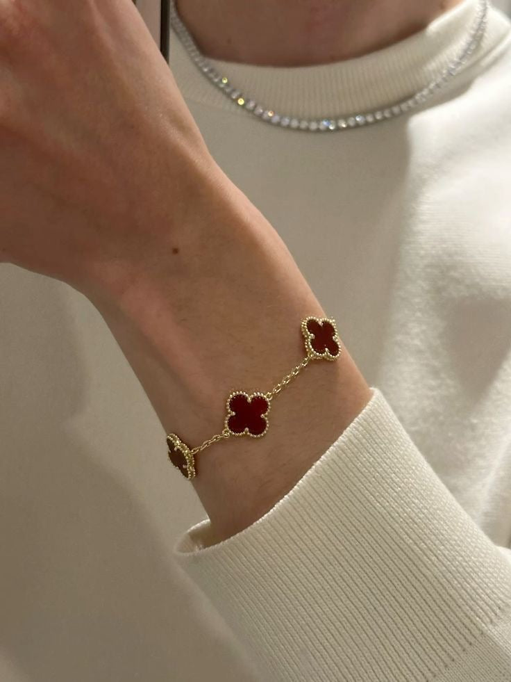 Van Cleef-Inspired Red Quatrefoil Bracelet