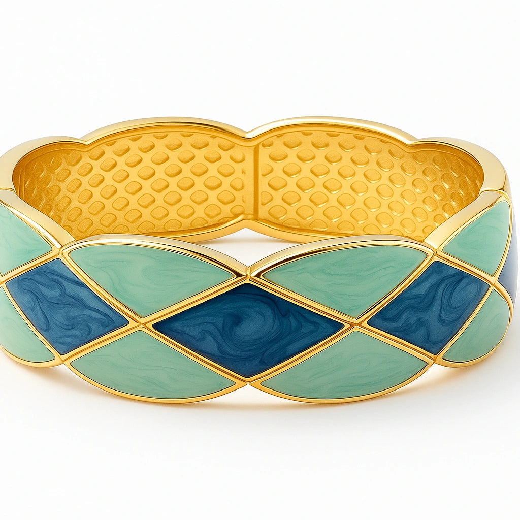 Elegant Gold-Plated Blue Enamel Geometric Bracelet - Vellura Jewellery  bracelets